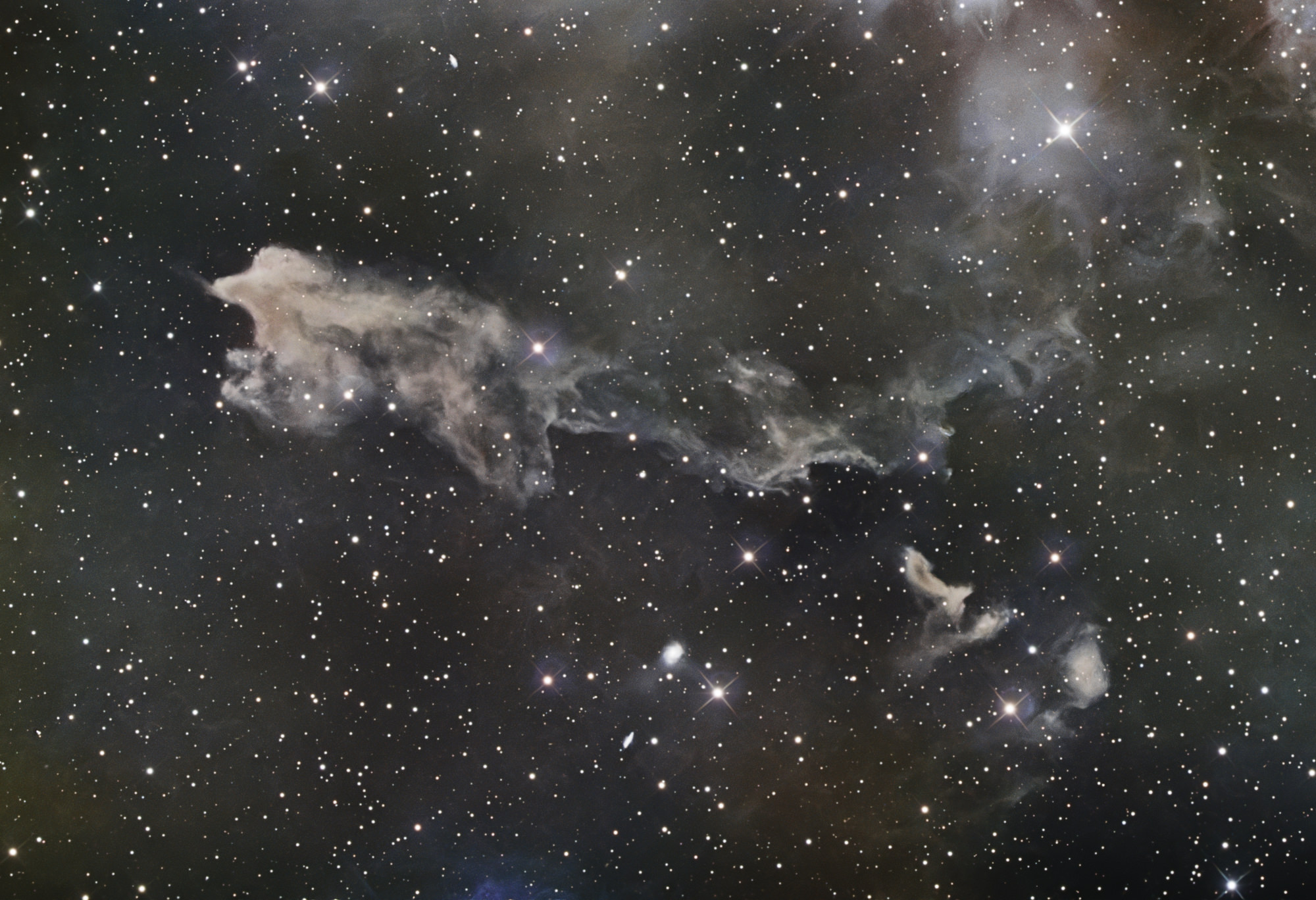 LBN 438 (Lynds' Catalog of Bright Nebulae) in the constellation Lizard is part of Lacerta OB1, a vast star-forming region. It is about 1200 light-years from Earth.